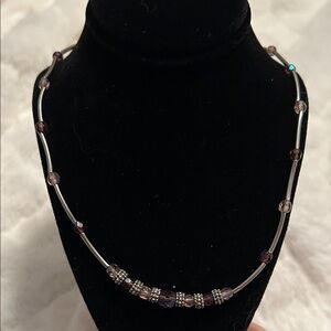 Lia Sophia Silver and Purple Bead Necklace 16”